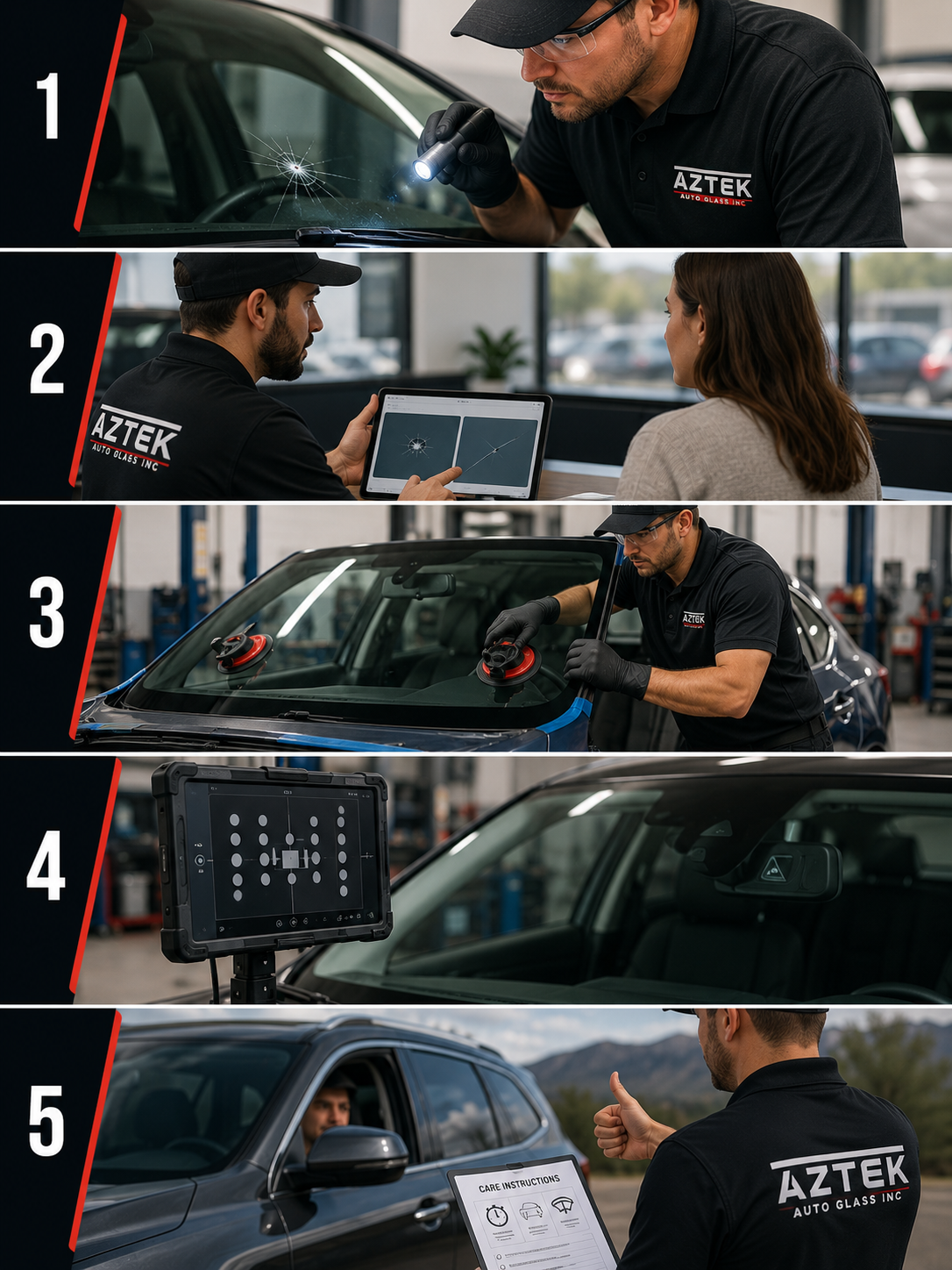 Auto glass service process steps