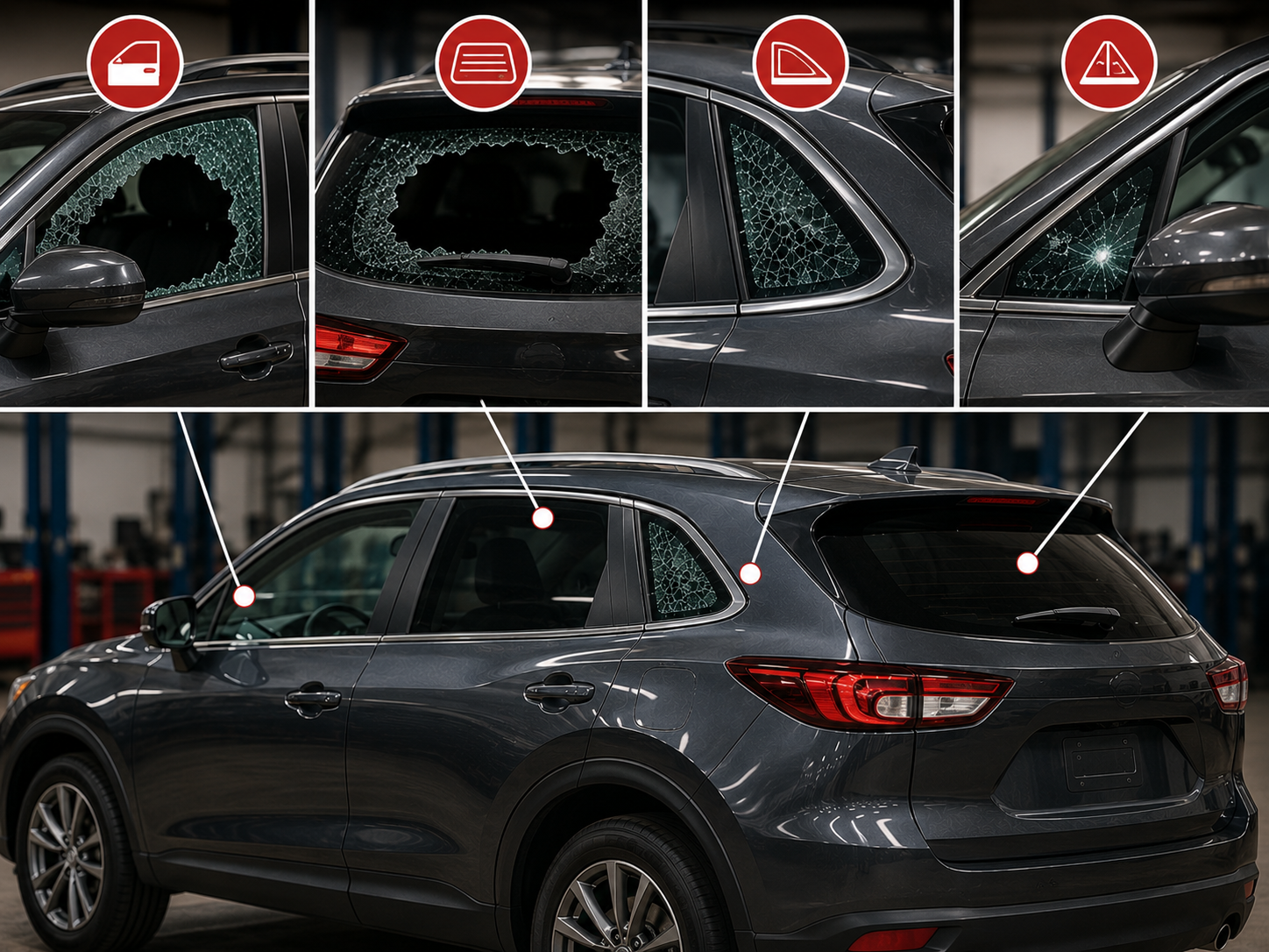 Vehicle glass damage breakdown infographic