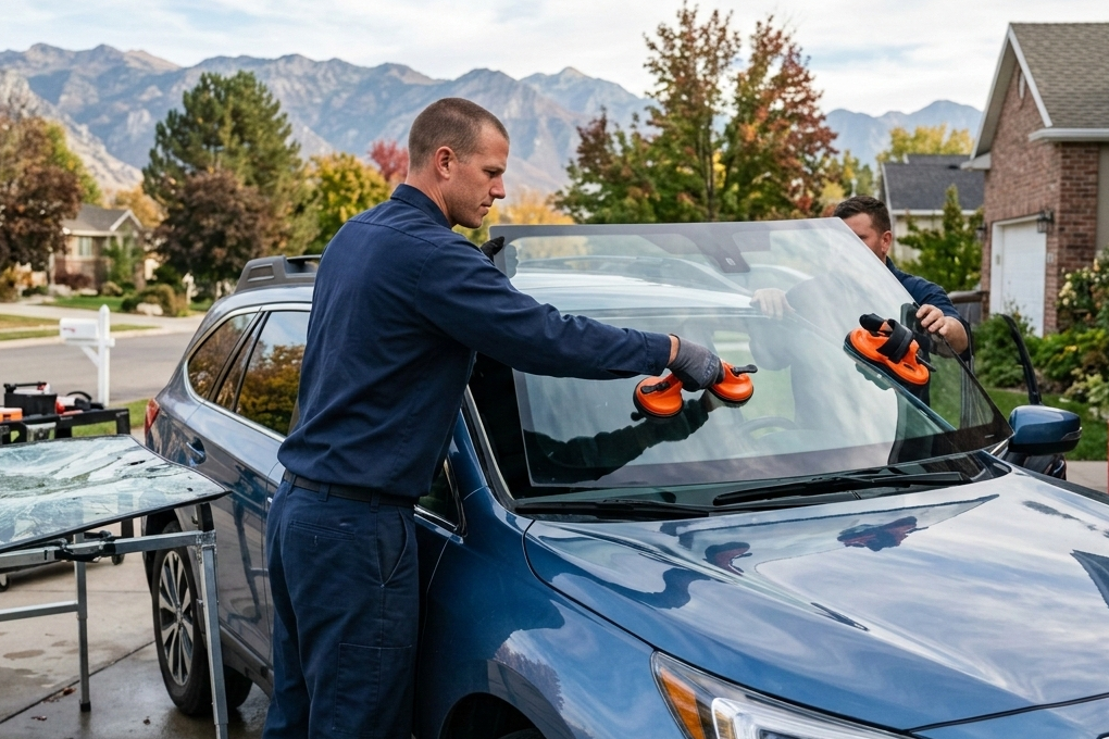 Certified Auto Glass Technicians at Work